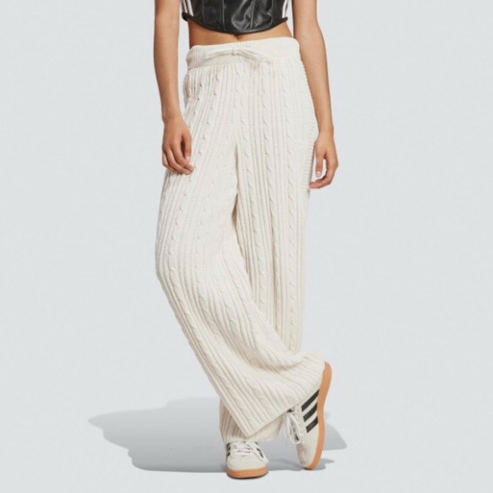 adidas Cream Cable Knit Wide Leg Pants